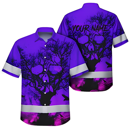 Custom Skull Purple Hawaiian Shirt For Men, Custom Name Skull Hawaiian Shirt HE0748