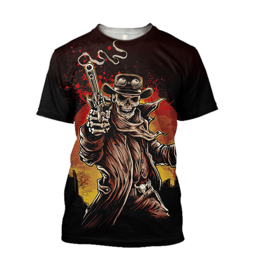 Cowboy Skeleton 3D T Shirt Halloween Cowboy Gifts TO1565