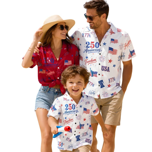 Matching 250 Anniversary Family Hawaiian Shirt, Independence Day Matching Hawaiian Shirts For Family ET0992