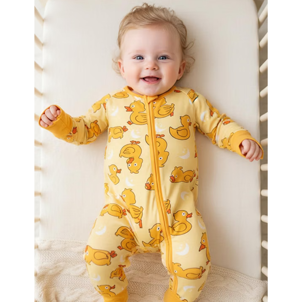 Yellow Duck Baby Convertible Zippy Romper, Duck Baby Romper Convertible BB0444