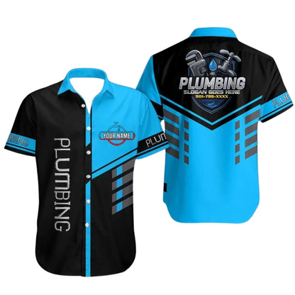 Personalized Plumbing Workwear Men's Hawaiian Shirt, Custom Uniform Plumber Shirts HE0289