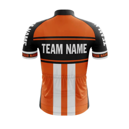 Custom Black And Orange Team Name Short Sleeve Men's Cycling Jersey, Custom Cycling Jerey For Team CG0503