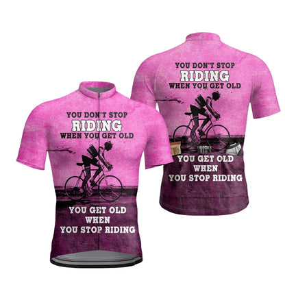 You Don't Stop Riding When You Get Old You Get Old When You Stop Riding Men's Short Sleeve Cycling Jersey,Vintage Cycling Jersey For Men CZ0150