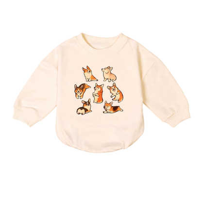 Corgi Dog Baby Romper Sweatshirt, Corgi Baby Romper Sweater For Dog Lover BB0486