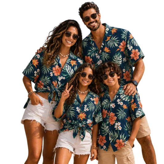 Hibiscus Tropical Hawaiian Family Matching Shirts, Floral Hawaiian Shirts For Family ET0891
