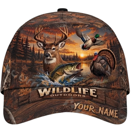 Custom Wildlife Animal 3D Baseball Cap, Custom Hunting Cap Hat For Hunter CP0712