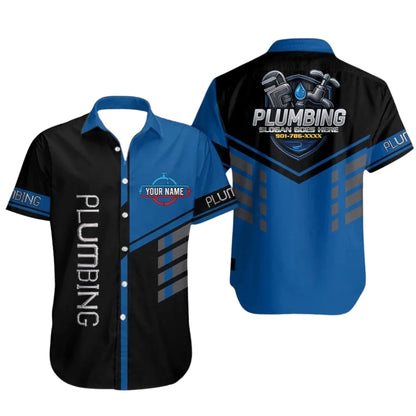 Personalized Plumbing Workwear Men's Hawaiian Shirt, Custom Uniform Plumber Shirts HE0289