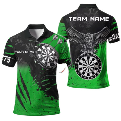 Black And White Custom Grunge Eagle Darts Polo Shirt Mens, Custom Eagle Darts Team Shirts DE0062