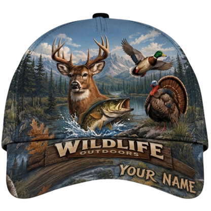 Custom Wildlife Animal 3D Baseball Cap, Custom Hunting Cap Hat For Hunter CP0712