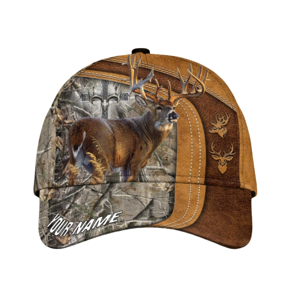 Custom Camo Cross Deer Hunting 3D Baseball Cap, Custom God Deer Hunting CP0344