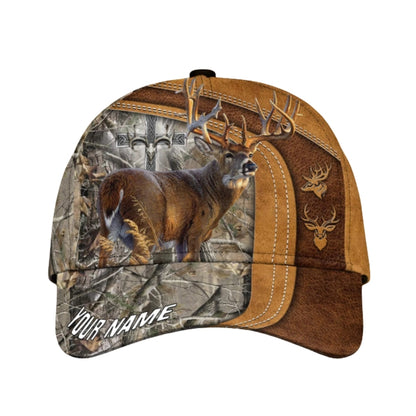Custom Camo Cross Deer Hunting 3D Baseball Cap, Custom God Deer Hunting CP0344