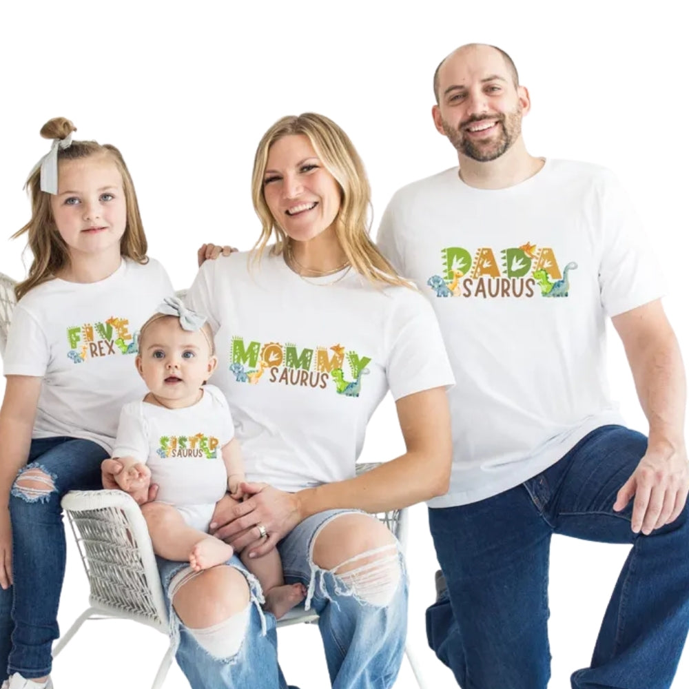Dadasaurus Mommysaurus Matching Dinosaur Birthday Family T Shirts, Custom Dinosaur Family Matching Shirts For Birthday ET0309