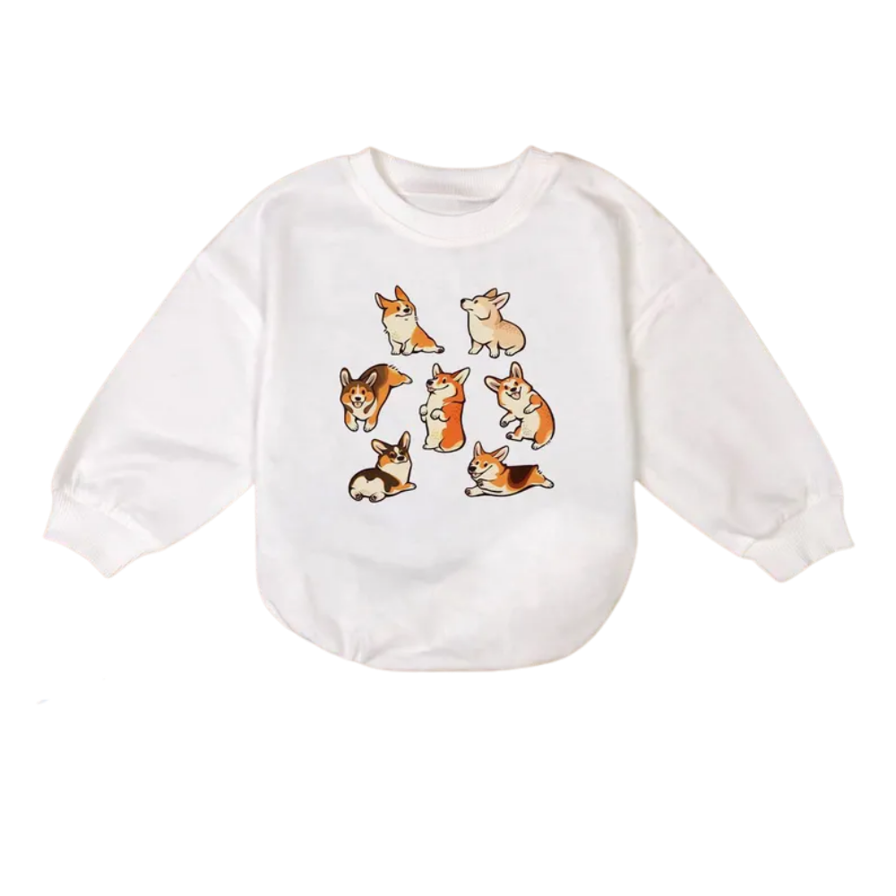 Corgi Dog Baby Romper Sweatshirt, Corgi Baby Romper Sweater For Dog Lover BB0486
