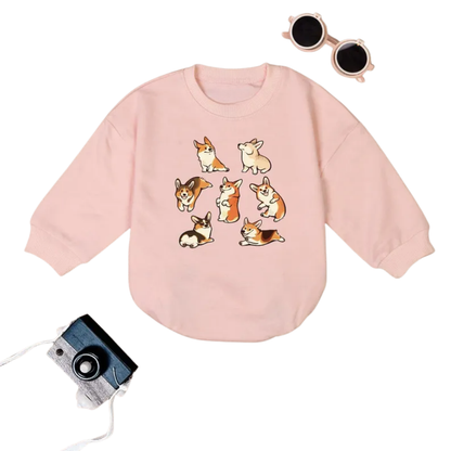 Corgi Dog Baby Romper Sweatshirt, Corgi Baby Romper Sweater For Dog Lover BB0486