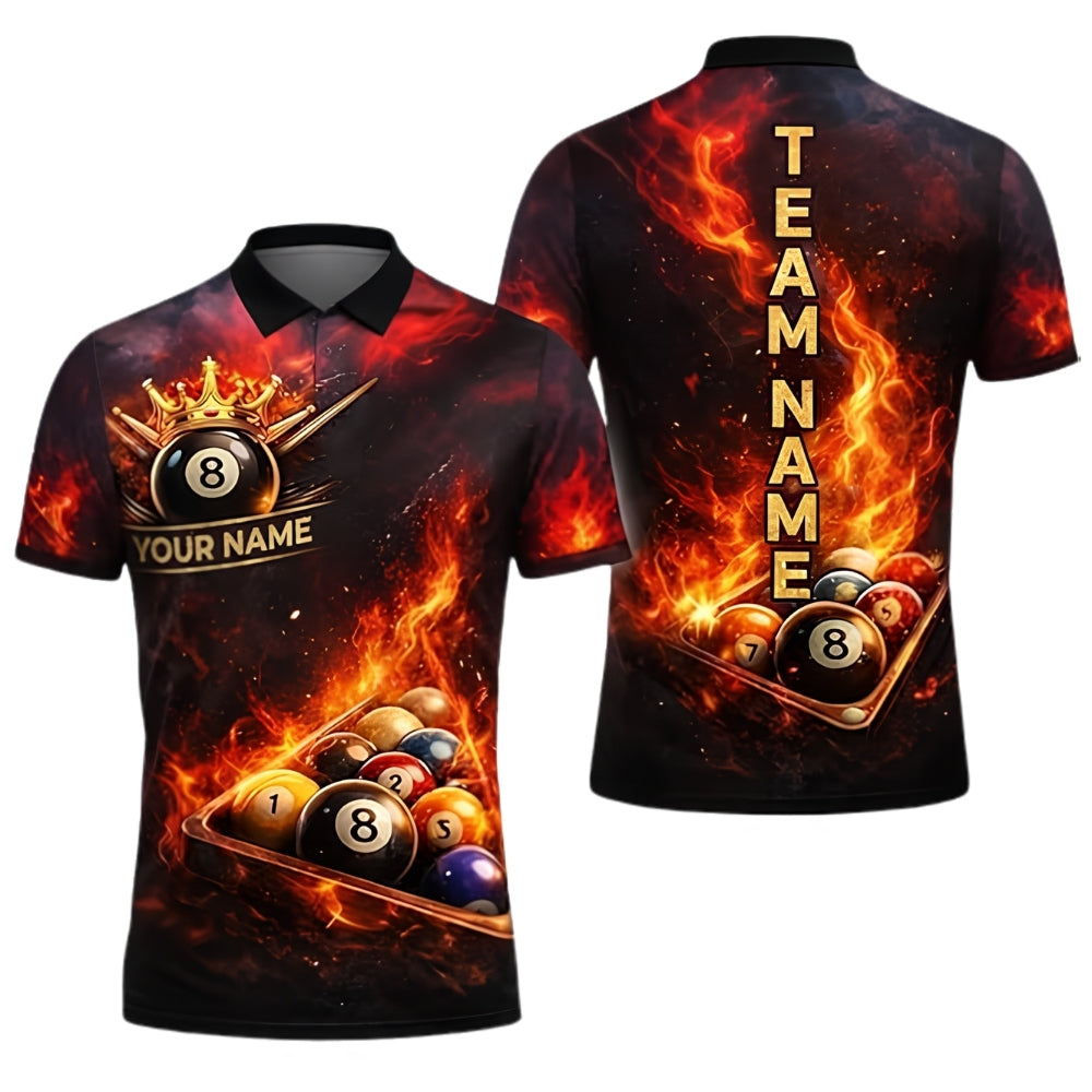Custom Flame Billiard Polo Shirt For Men, Custom Flame Billiard Team Shirts BIZ0283