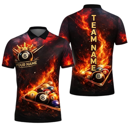 Custom Flame Billiard Polo Shirt For Men, Custom Flame Billiard Team Shirts BIZ0283