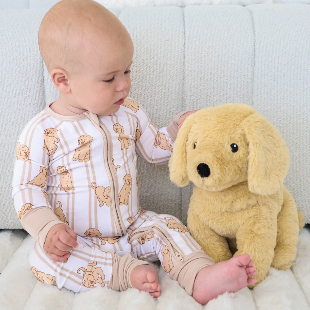 Golden Retriever Dog Baby Romper Convertible Zipper, Golden Retriever Baby Convertible Romper BB0841