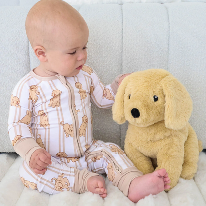 Golden Retriever Dog Baby Romper Convertible Zipper, Golden Retriever Baby Convertible Romper BB0841