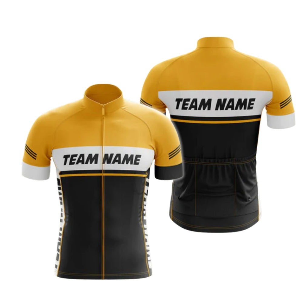 Custom Team Black Yellow Cycling Short Sleeve Jersey For Men, Custom Cycling Jerseys CG0504
