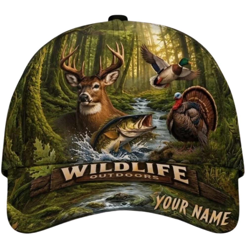Custom Wildlife Animal 3D Baseball Cap, Custom Hunting Cap Hat For Hunter CP0712
