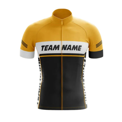 Custom Team Black Yellow Cycling Short Sleeve Jersey For Men, Custom Cycling Jerseys CG0504