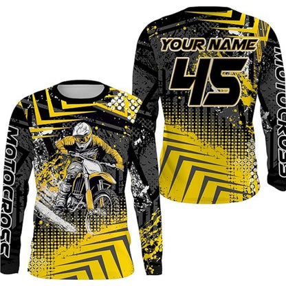 Custom Rider Men's Motocross Long Sleeve Jersey Green, Custom Racing Dirt Bike Shirts MZ0033