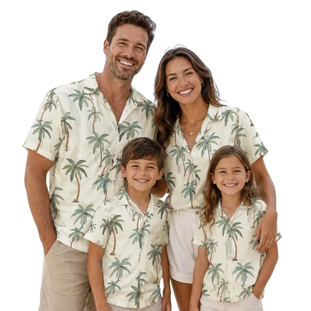 Matching Palm Tree Family Hawaiian Shirt, Tropical Beach Family Hawaiian Shirts ET0993