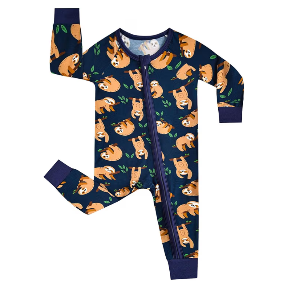 Sloth Baby Convertible Zippy Romper Navy, Sloth Convertible Romper For Baby BB0446