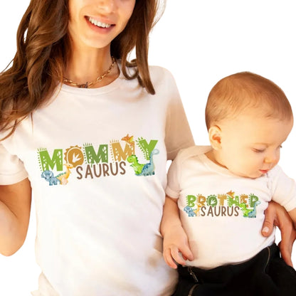 Dadasaurus Mommysaurus Matching Dinosaur Birthday Family T Shirts, Custom Dinosaur Family Matching Shirts For Birthday ET0309