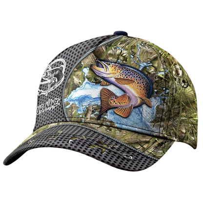 Custom Trout Fishing 3D Printed Baseball Cap With Name, Custom Fishing Lover Cap Hat CP0539