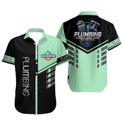 Personalized Plumbing Workwear Men's Hawaiian Shirt, Custom Uniform Plumber Shirts HE0289
