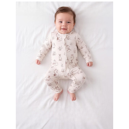 Rabbit And Fox Pink Baby Convertible Zippy Romper, Fox Rabbit Convertible Romper Baby BB0622