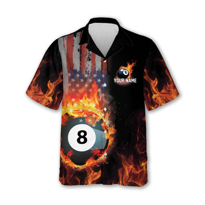 Custom Mind Game Flame Billiard Hawaiian Shirt For Mens, Custom Flame Skull Billiard Team Shirts BIE0025