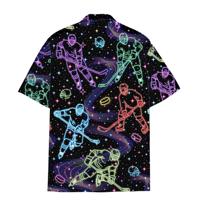 Neon Hockey Men's Hawaiian Shirt, Hockey Player Hawaiian Shirt HE0778