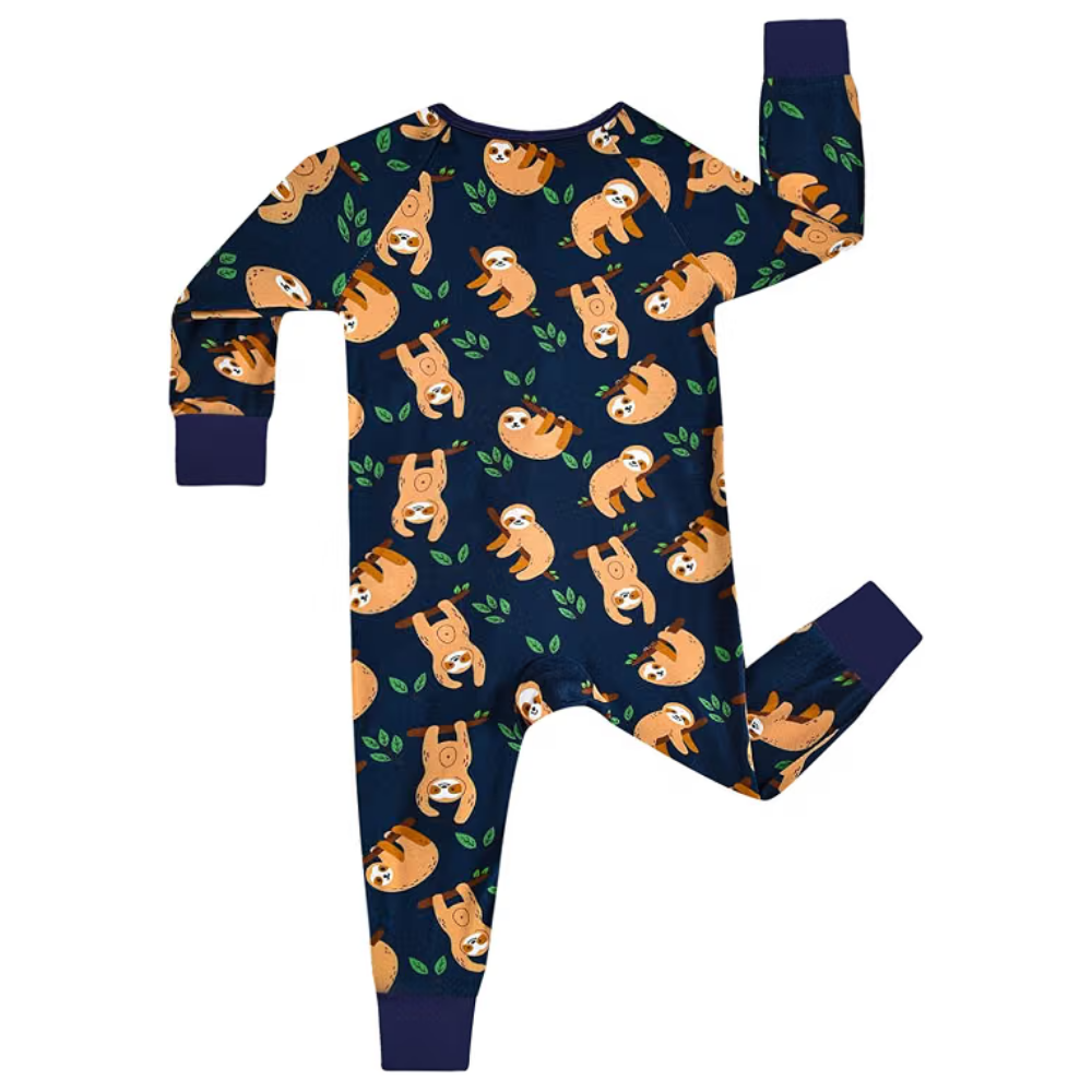 Sloth Baby Convertible Zippy Romper Navy, Sloth Convertible Romper For Baby BB0446