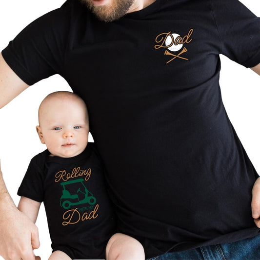 Rolling With My Dad Custom Golf Matching Dad Son T Shirts, Custom Matching Family Golf Shirts For Father Day ET0581
