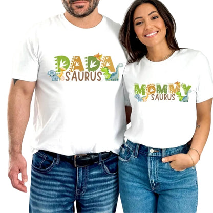 Dadasaurus Mommysaurus Matching Dinosaur Birthday Family T Shirts, Custom Dinosaur Family Matching Shirts For Birthday ET0309