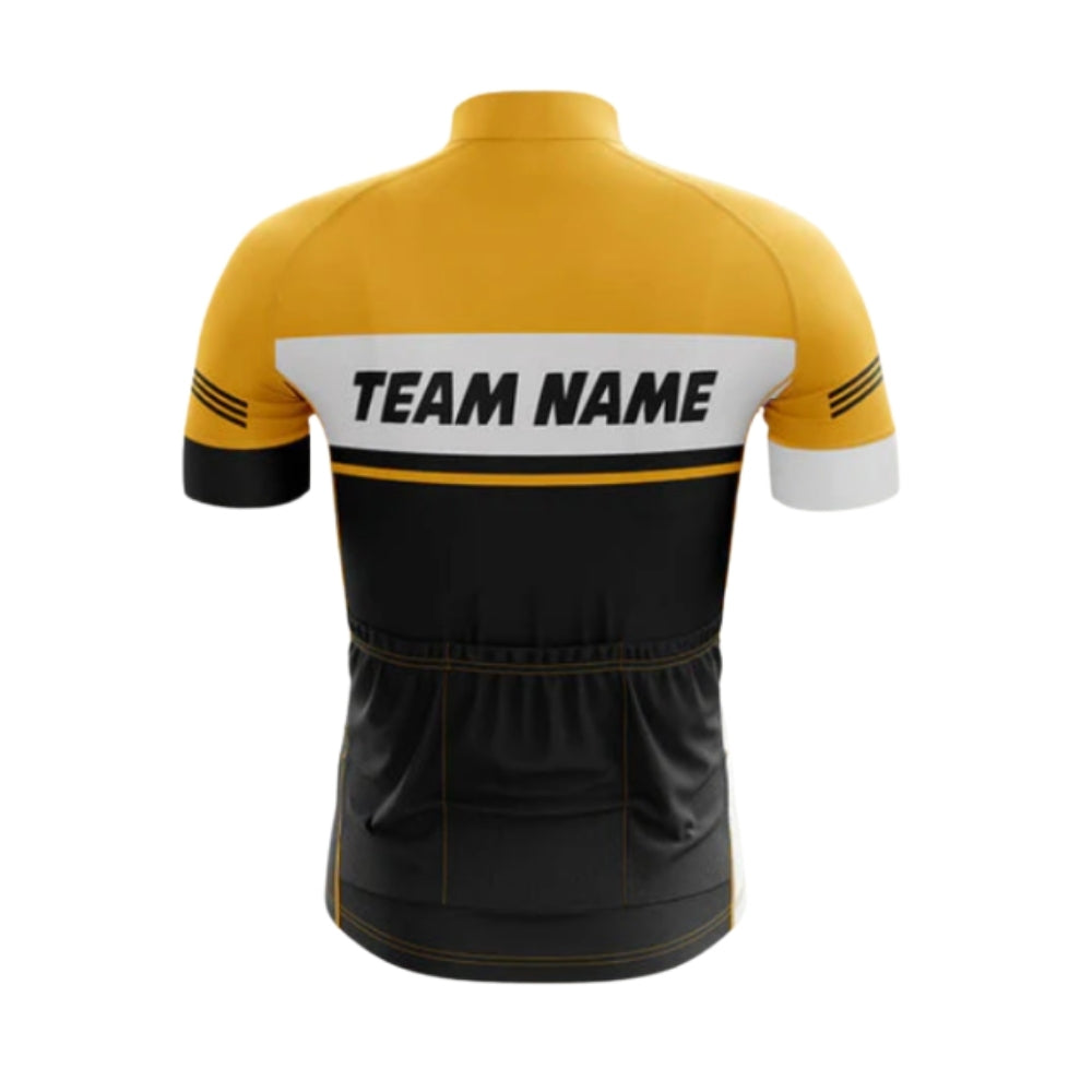 Custom Team Black Yellow Cycling Short Sleeve Jersey For Men, Custom Cycling Jerseys CG0504