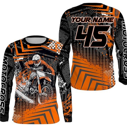 Custom Rider Men's Motocross Long Sleeve Jersey Green, Custom Racing Dirt Bike Shirts MZ0033