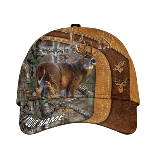 Custom Camo Cross Deer Hunting 3D Baseball Cap, Custom God Deer Hunting CP0344