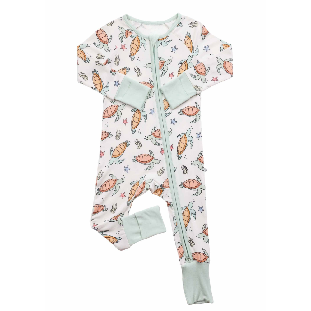 Turtle Ocean Baby Convertible Zippy Romper, Turtle Baby Romper Convertible BB0842