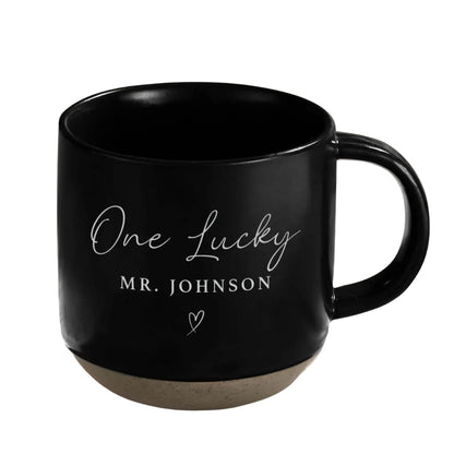 Soon To Be Mrs One Lucky Mr Personalized Engaged Pottery Mug For Couple, Custom Engagement Wedding Mug WD0345