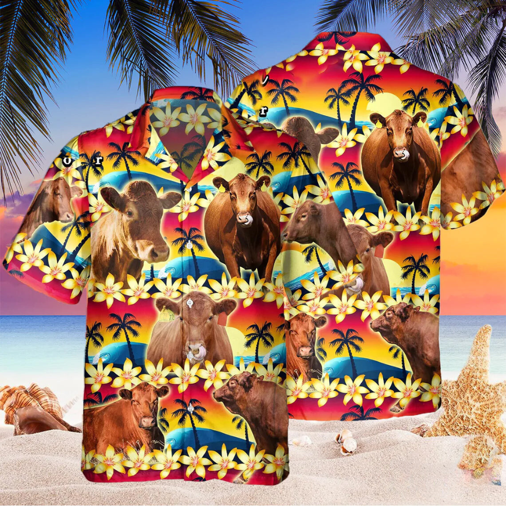Red Angus Beach Sunset Hawaiian Shirt HO4770