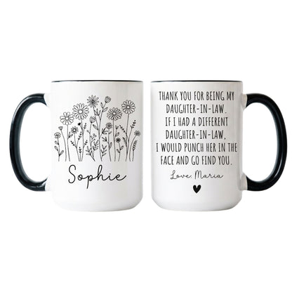 Thank You For Being My Daughter In Law Custom Name Mug, Custom Mug From Mother In Law WD0083