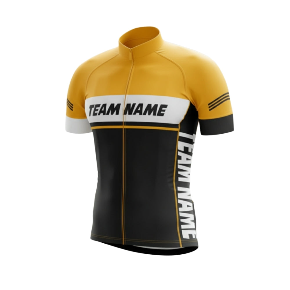Custom Team Black Yellow Cycling Short Sleeve Jersey For Men, Custom Cycling Jerseys CG0504