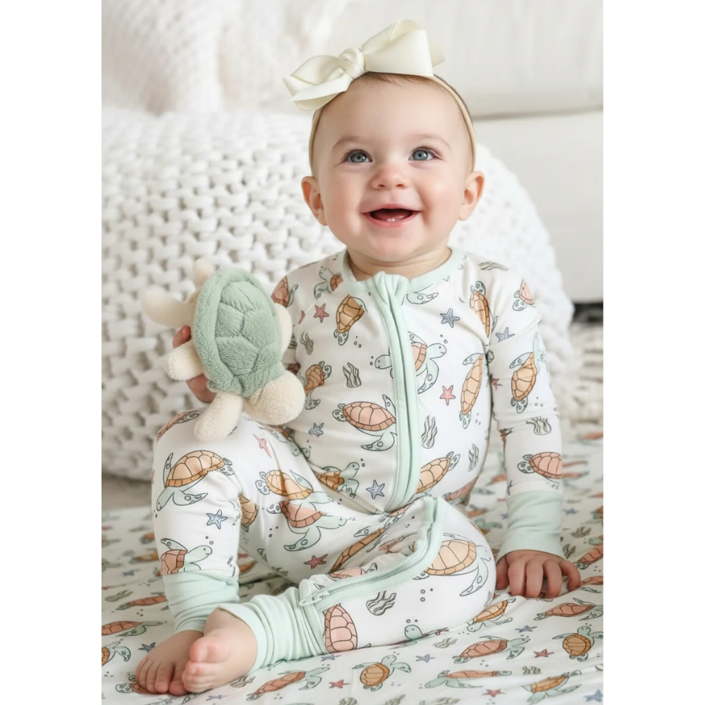 Turtle Ocean Baby Convertible Zippy Romper, Turtle Baby Romper Convertible BB0842