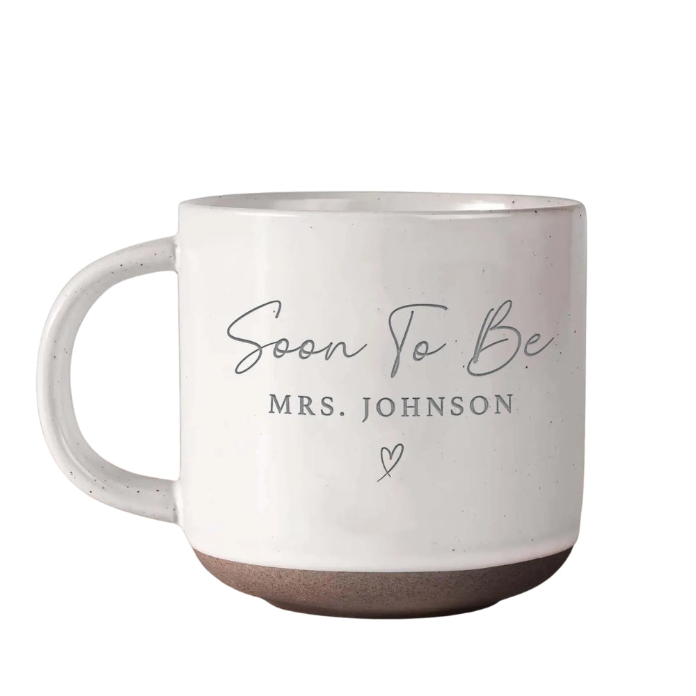 Soon To Be Mrs One Lucky Mr Personalized Engaged Pottery Mug For Couple, Custom Engagement Wedding Mug WD0345