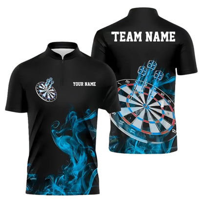 Custom Cyan Smoke Dartboard Darts Men's Jersey, Custom Team Darts Shirts DE0063