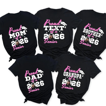 Custom Photo Proud Of A Senior Graduation Matching Family T Shirts, Custom Graduation Shirts For Family ET0458