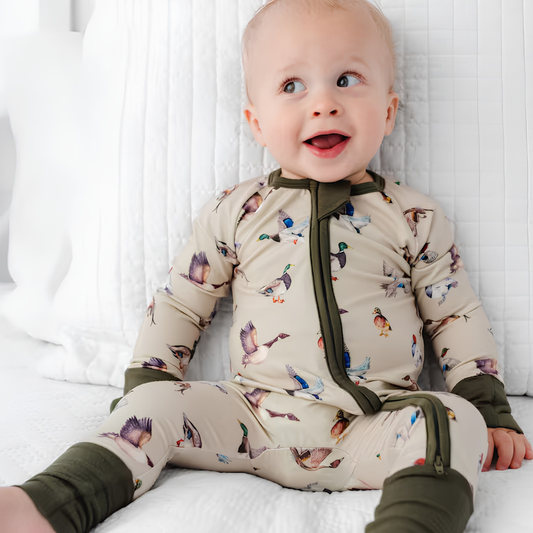 Mallard Duck Baby Convertible Romper Zipper, Duck Baby Romper Convertible BB0623